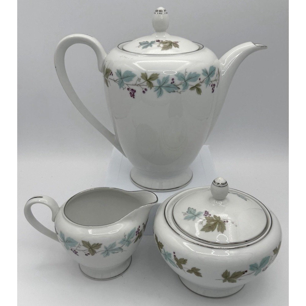 Vintage Fine China Japan 6701 Teapot Creamer & Sugar Bowl Schoenfeld 1967 EUC
